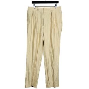 Polo Ralph Lauren Linen Trouser Pant Wheat Casual Front Pleat Pants - 33x34